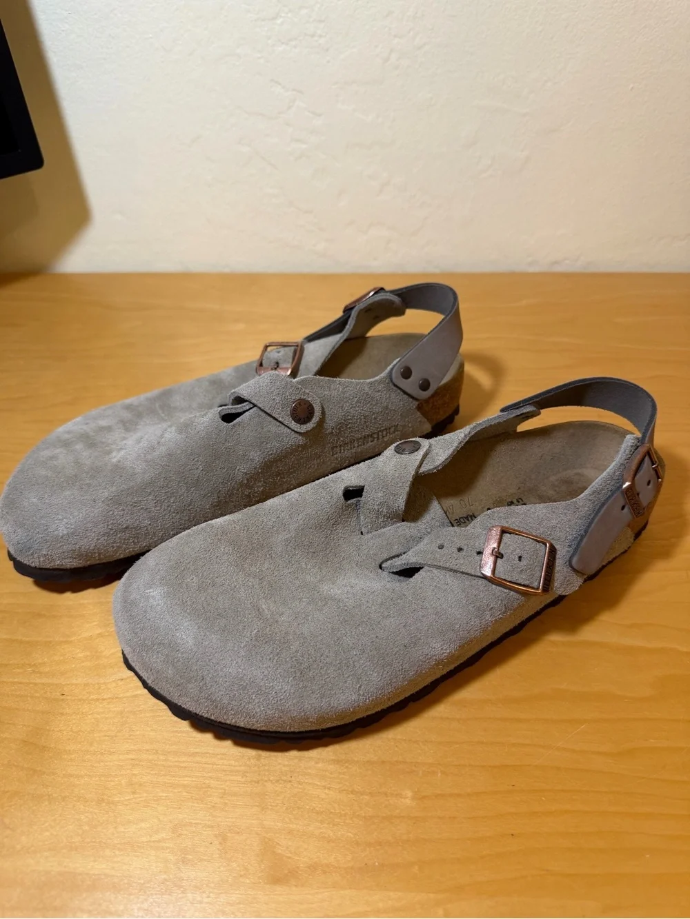 Birkenstock Tokio II Clogs Size 40 260CM Gray Suede Casual Buckle Closure